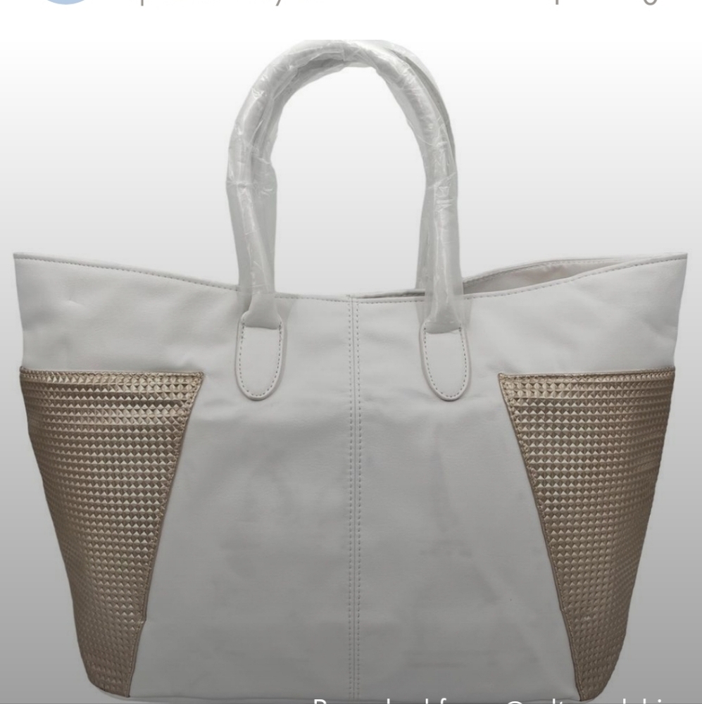Jimmy Choo White & Gold Tote Bag